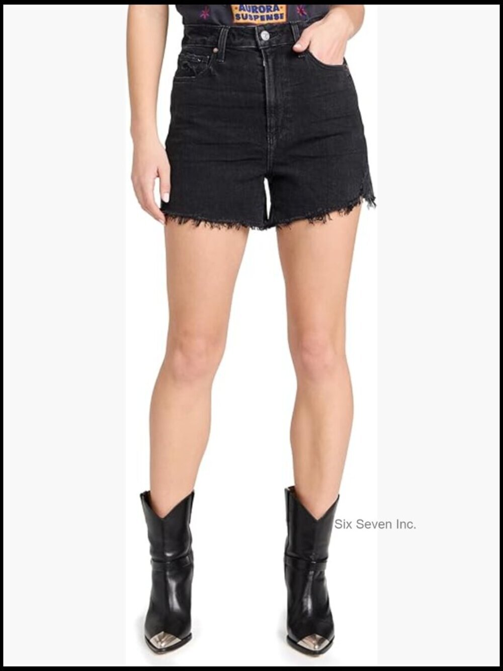 Ultra High Rise Raw Hem Denim Shorts with Light Distressing